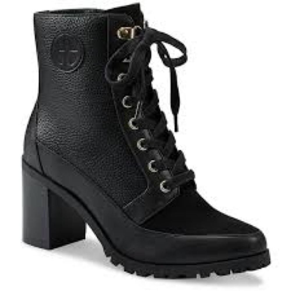 Giani Bernini Keegannp Black Lace-Up Lug Sole Heeled Boots 8.5M NIB